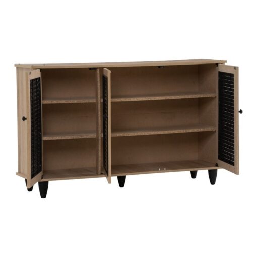 Bragg Almo 3-Door Sideboard Storage Cabinet, Sonoma Oak Open