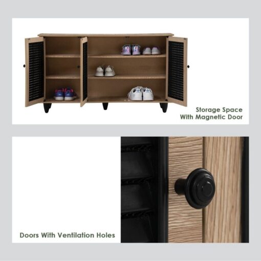 Bragg Almo 3-Door Sideboard Storage Cabinet, Sonoma Oak