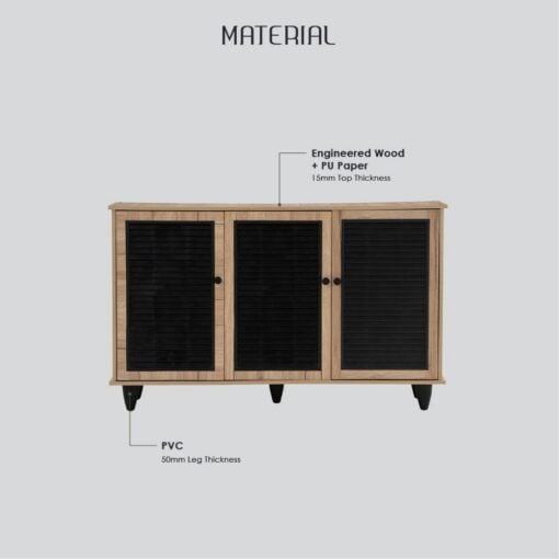 Bragg Almo 3-Door Sideboard Storage Cabinet, Sonoma Oak Material