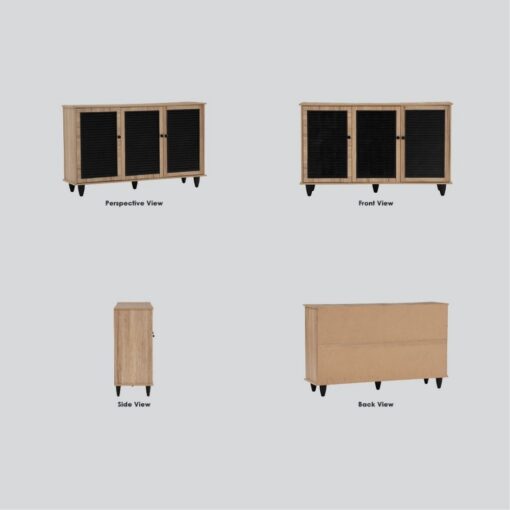 Bragg Almo 3-Door Sideboard Storage Cabinet, Sonoma Oak