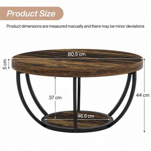 Bragg Arden Round 2-Tier Coffee Table, Mocha Brown & Black