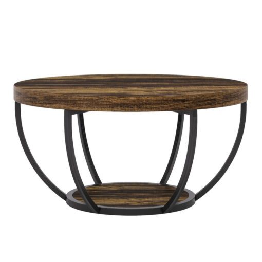 Bragg Arden Round 2-Tier Coffee Table, Mocha Brown & Black