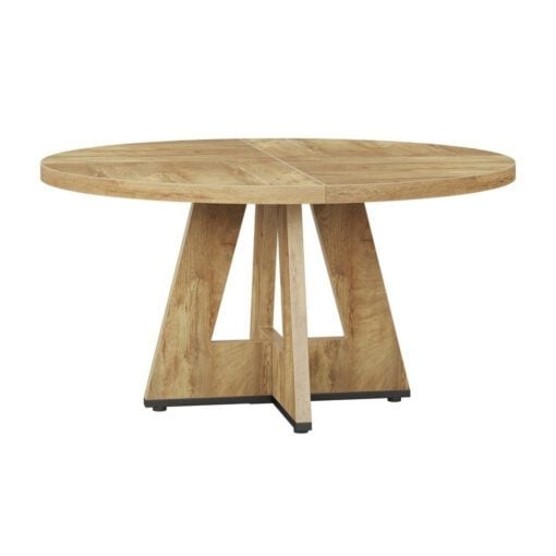 Bragg Caledon 120cm Round Farmhouse Dining Table, Light Oak