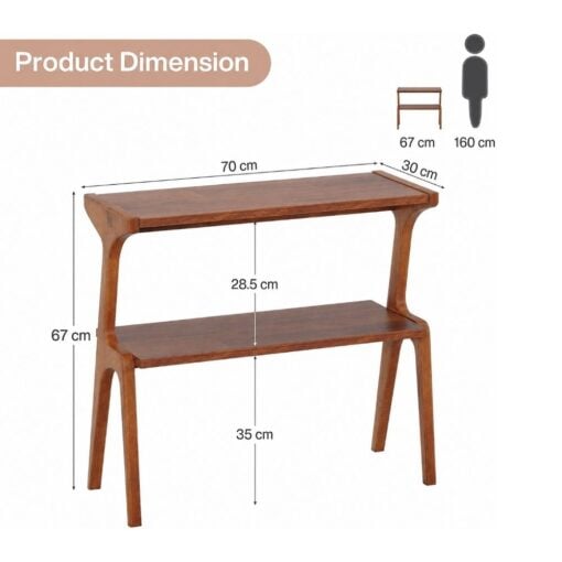 Bragg Ellison 2-Tier Wooden Slim Side Table, Tawny Brown