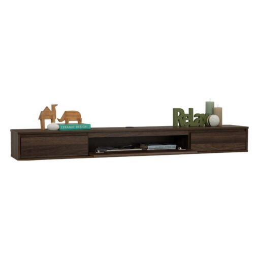 Bragg Hirado 1.8m Wall-Mounted Floating TV Stand, Walnut Brown