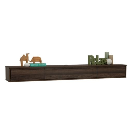 Bragg Hirado 1.8m Wall-Mounted Floating TV Stand, Walnut Brown