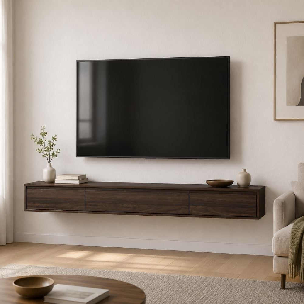 Bragg Hirado 1.8m Wall-Mounted Floating TV Stand, Walnut Brown
