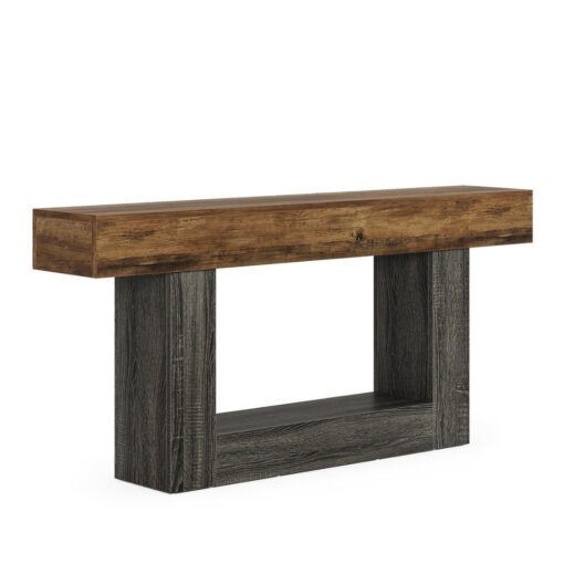 Bragg Keswick 2-Tier Farmhouse Console Table, Brown & Black