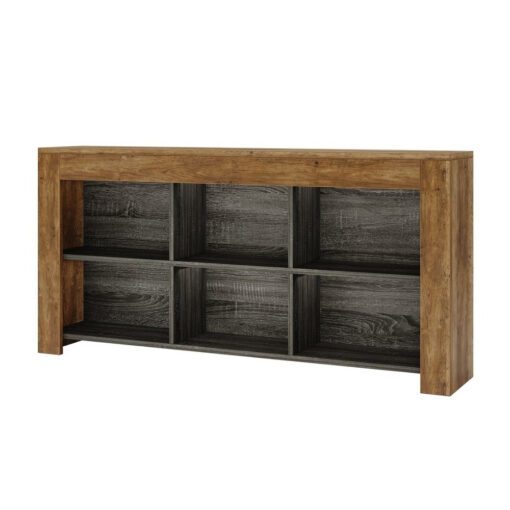 Bragg Lennox 160cm Horizontal Bookcase Display Shelf, Rustic Brown & Black