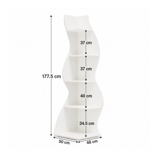 Bragg Malibu 5-Tier Wavy Corner Display Shelf, White