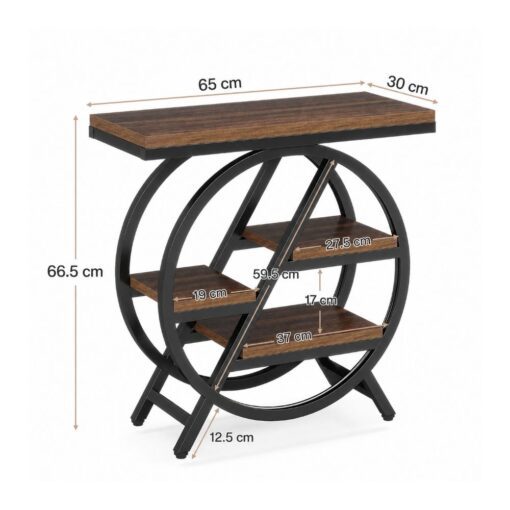 Bragg Perrin 4-Tier Side Table, Rustic Brown & Black