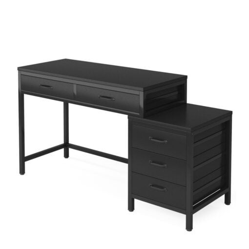 Bragg Prescott 130cm Student Computer Desk with Drawers, Black