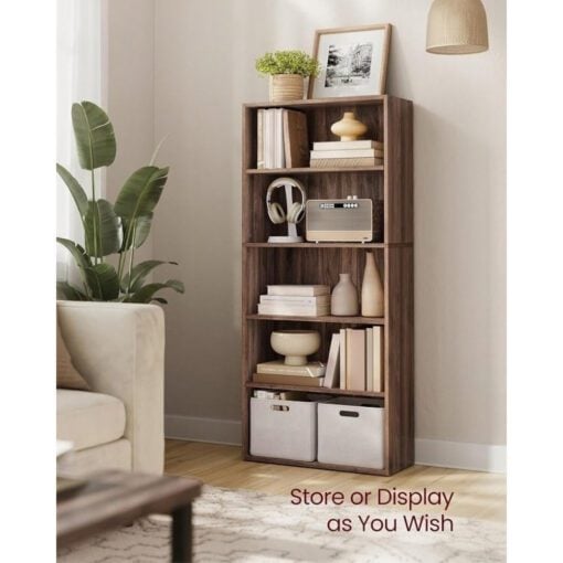 Bragg Shelby 5-Shelf Open Storage Bookcase, 134cm, Walnut