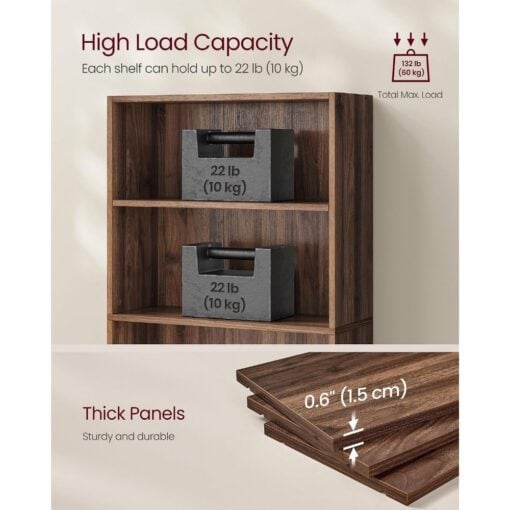 Bragg Shelby 5-Shelf Open Storage Bookcase, 134cm, Walnut Weight Capacity