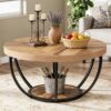 Bragg Arden Round 2-Tier Coffee Table, Light Brown & Black