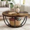 Bragg Arden Round 2-Tier Coffee Table, Mocha Brown & Black
