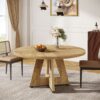 Bragg Caledon 120cm Round Farmhouse Dining Table, Light Oak