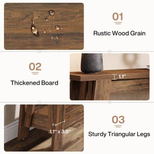 Bragg Delaney 2-Tier Farmhouse Entryway Console Table, Timber Brown