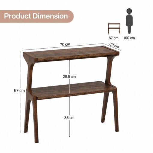 Bragg Ellison 2-Tier Wooden Slim Side Table, Pecan Brown