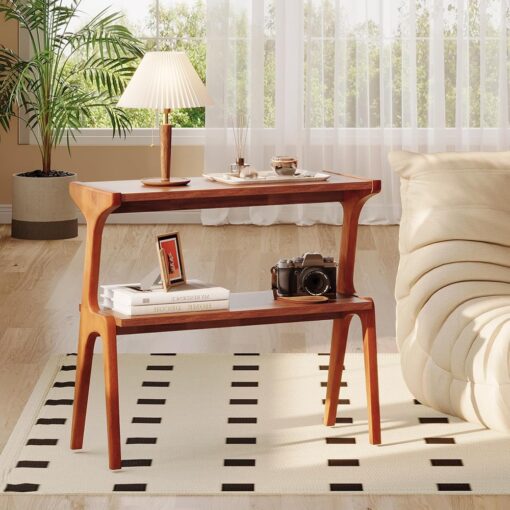 Bragg Ellison 2-Tier Wooden Slim Side Table, Tawny Brown