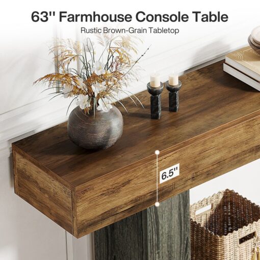Bragg Keswick 2-Tier Farmhouse Console Table, Brown & Black