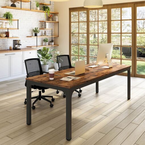 Bragg Kingsley 6-Seater Executive Desk & Conference Table, Rustic Brown & Black