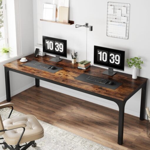 Bragg Kingsley 6-Seater Executive Desk & Conference Table, Rustic Brown & Black