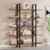 Bragg Langley 5-Tier Wide Open Storage Display Bookcase, Brown & Black