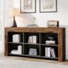 Bragg Lennox 160cm Horizontal Bookcase Display Shelf, Rustic Brown & Black