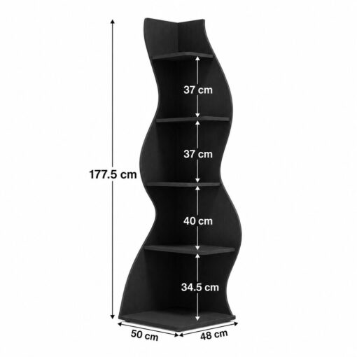Bragg Malibu 5-Tier Wavy Corner Display Shelf, Black