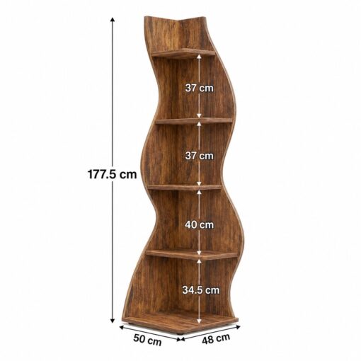 Bragg Malibu 5-Tier Wavy Corner Display Shelf, Brown