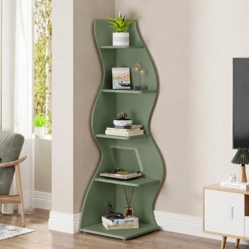 Bragg Malibu 5-Tier Wavy Corner Display Shelf, Green