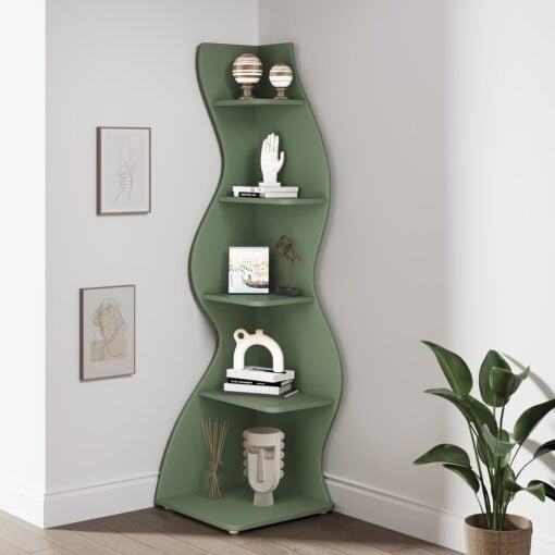 Bragg Malibu 5-Tier Wavy Corner Display Shelf, Green