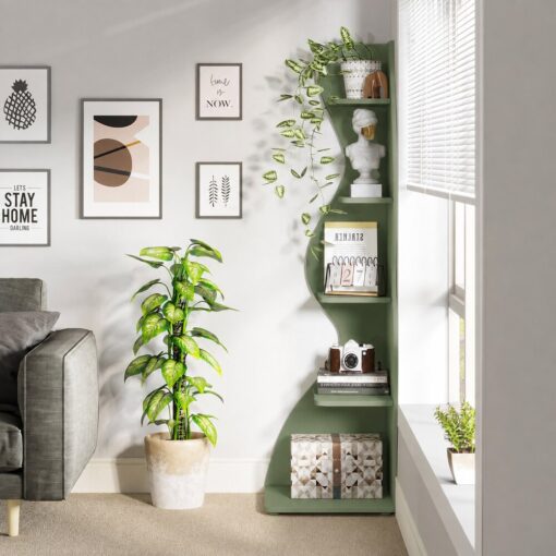 Bragg Malibu 5-Tier Wavy Corner Display Shelf, Green