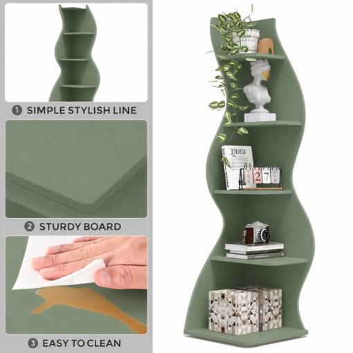 Bragg Malibu 5-Tier Wavy Corner Display Shelf, Green