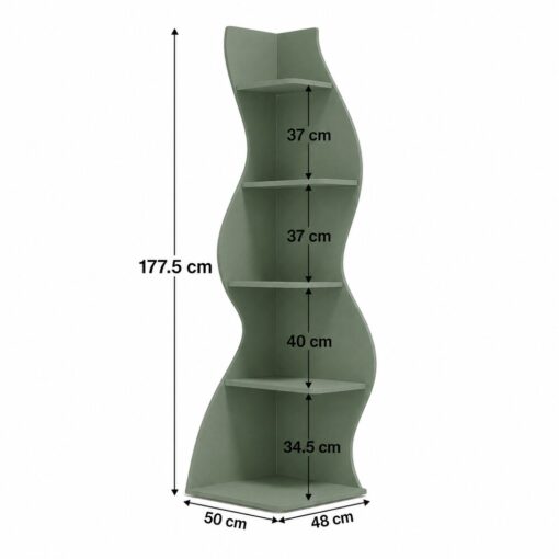 Bragg Malibu 5-Tier Wavy Corner Display Shelf, Green