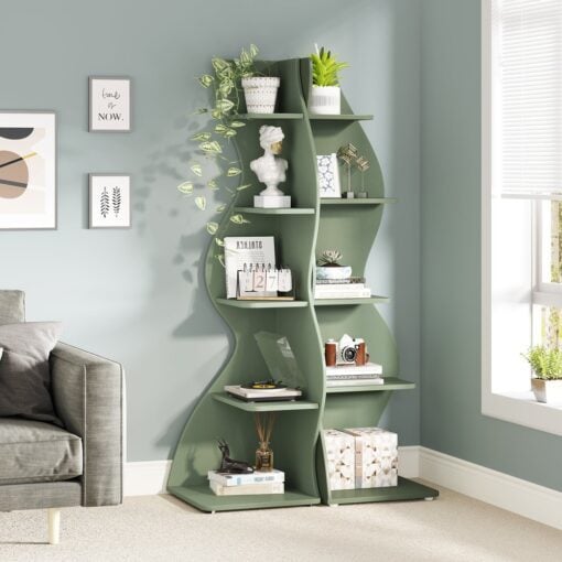 Bragg Malibu 5-Tier Wavy Corner Display Shelf, Green