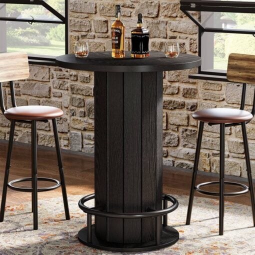 Bragg Monroe Round Bistro Cocktail Bar Table, Black