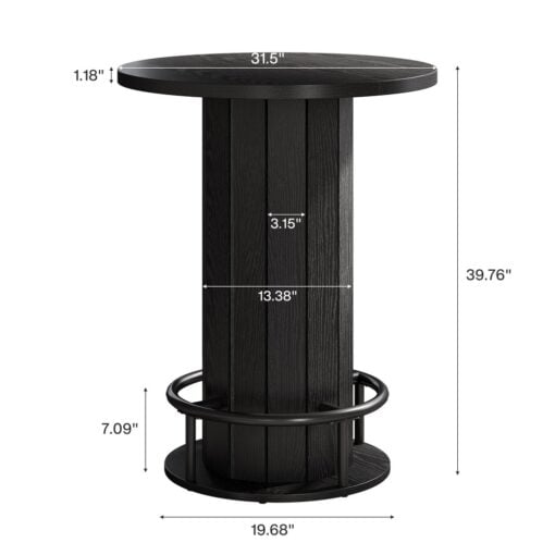Bragg Monroe Round Bistro Cocktail Bar Table, Black
