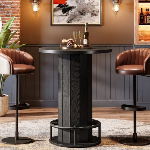 Bragg Monroe Round Bistro Cocktail Bar Table, Black