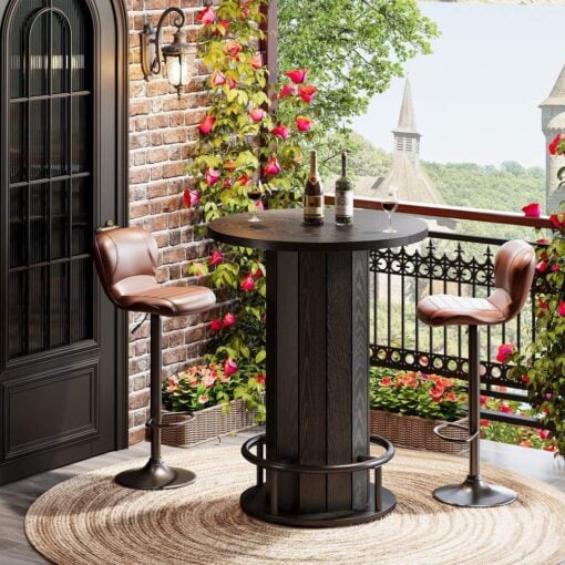 Bragg Monroe Round Bistro Cocktail Bar Table, Black