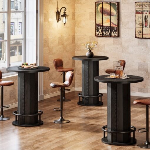 Bragg Monroe Round Bistro Cocktail Bar Table, Black