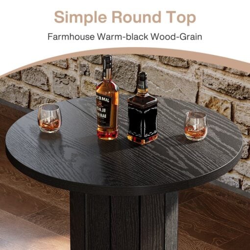 Bragg Monroe Round Bistro Cocktail Bar Table, Black