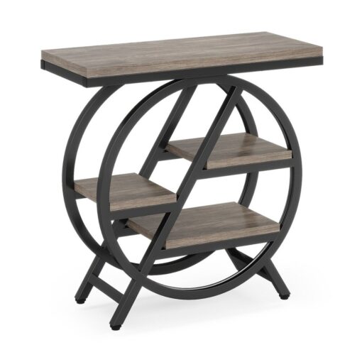 Bragg Perrin 4-Tier Side End Table, Grey & Black