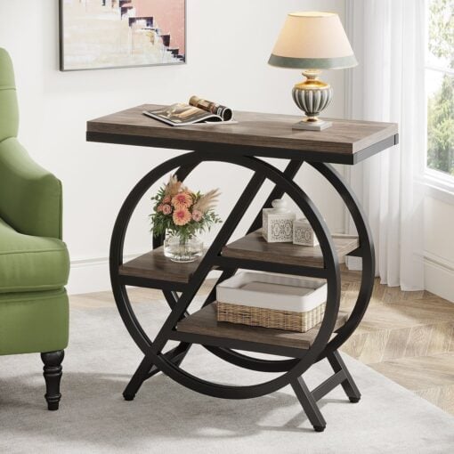 Bragg Perrin 4-Tier Side End Table, Grey & Black