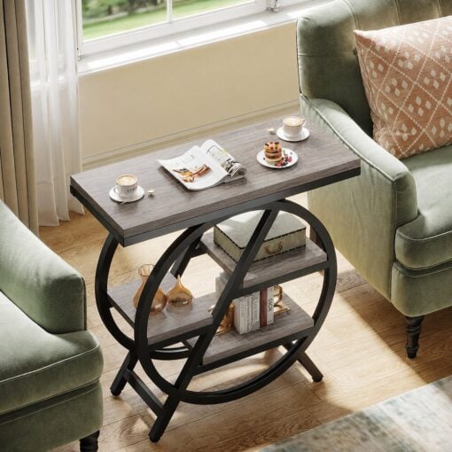 Bragg Perrin 4-Tier Side End Table, Grey & Black