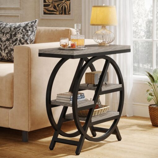 Bragg Perrin 4-Tier Side End Table, Grey & Black
