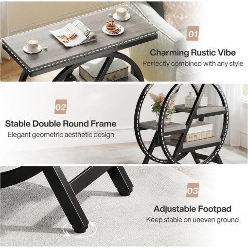 Bragg Perrin 4-Tier Side End Table, Grey & Black