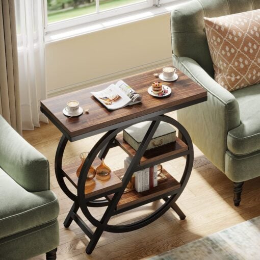 Bragg Perrin 4-Tier Side Table, Rustic Brown & Black