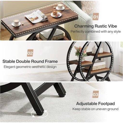 Bragg Perrin 4-Tier Side Table, Rustic Brown & Black